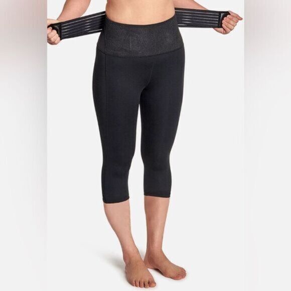 NWT Tommie Copper Plus Size Black Adjustable Back Support Capri Leggings -  3XL - Picture 1 of 8